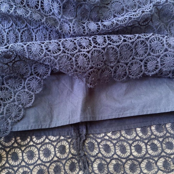Ann Taylor Loft Sz 6 Womens Navy Blue Crochet Eyelet Skirt Knee Length Lined - Picture 5 of 11